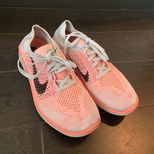 Pink Nike Free Flyknit Shoes